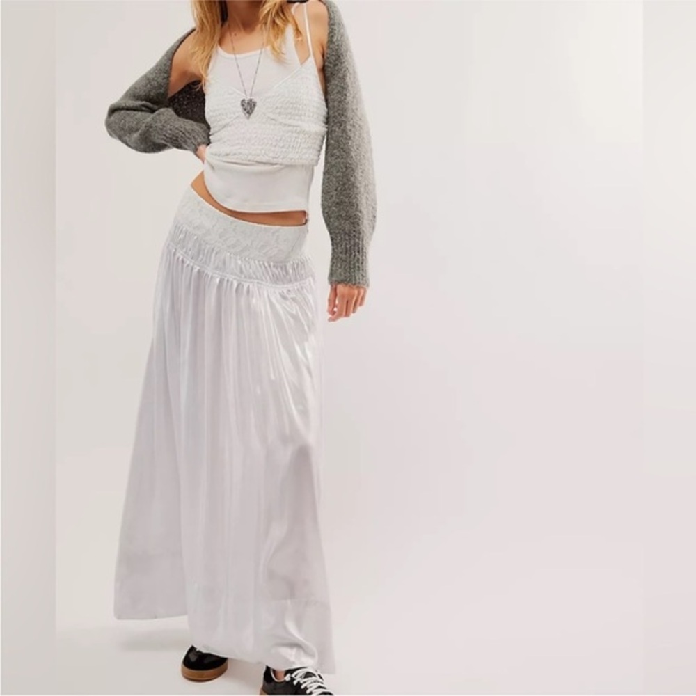 NWT Free People Aster Two Piece Skirt‎ Set - Ivory Combo L